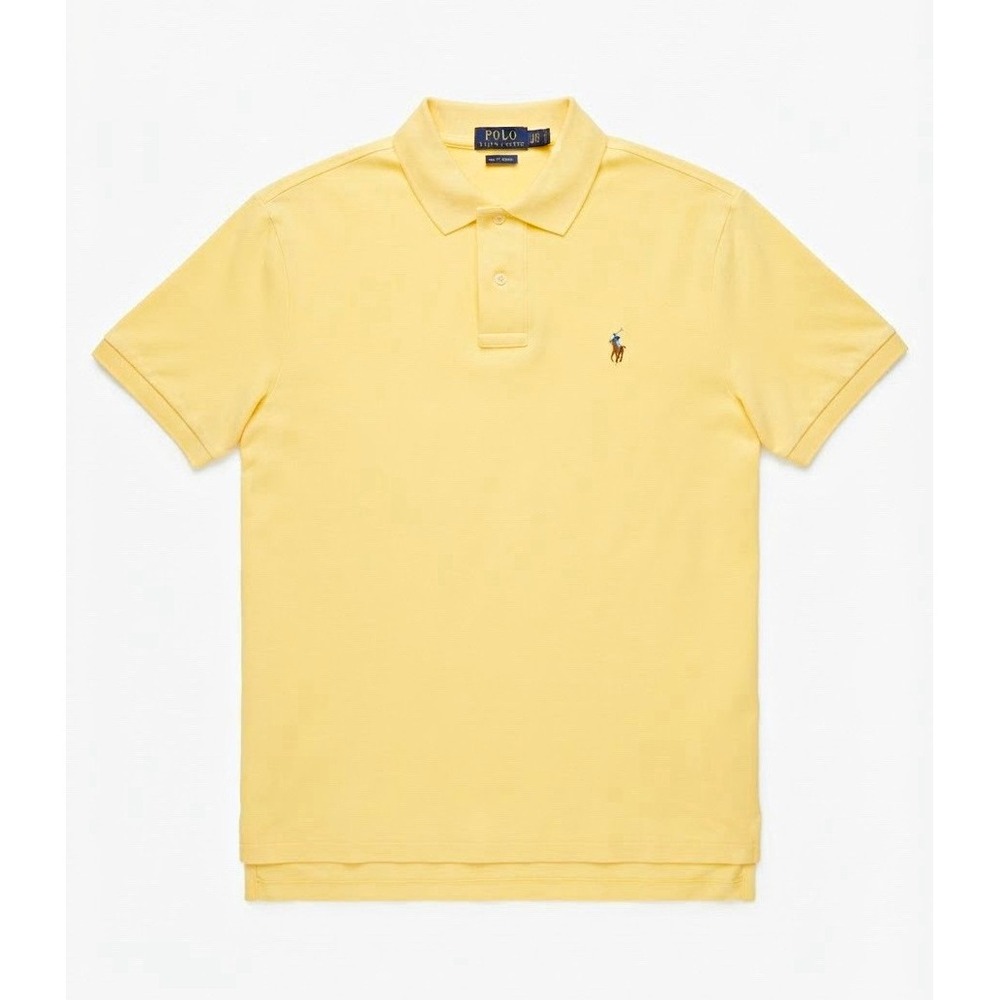 Polo Ralph Lauren Preppy Pima Soft Touch Polo Shirt Men's L Yellow Cotton Pony